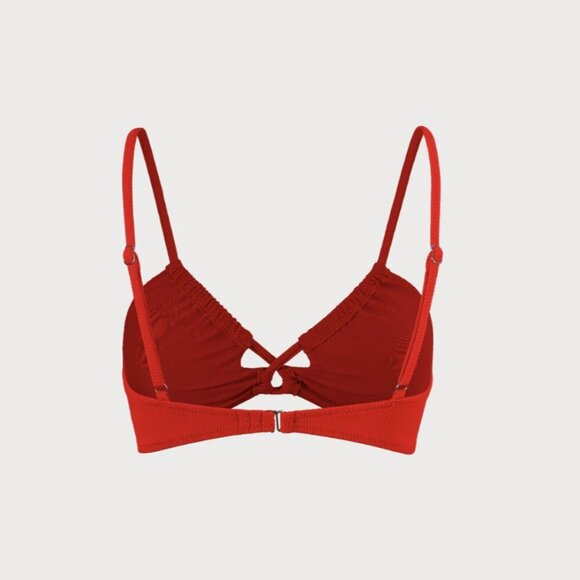 BERLOOK Red Tie Front Ribbed Bikini Top AND Red Cut-Out Ribbed Bikini Bottom 38 - Picture 11 of 16
